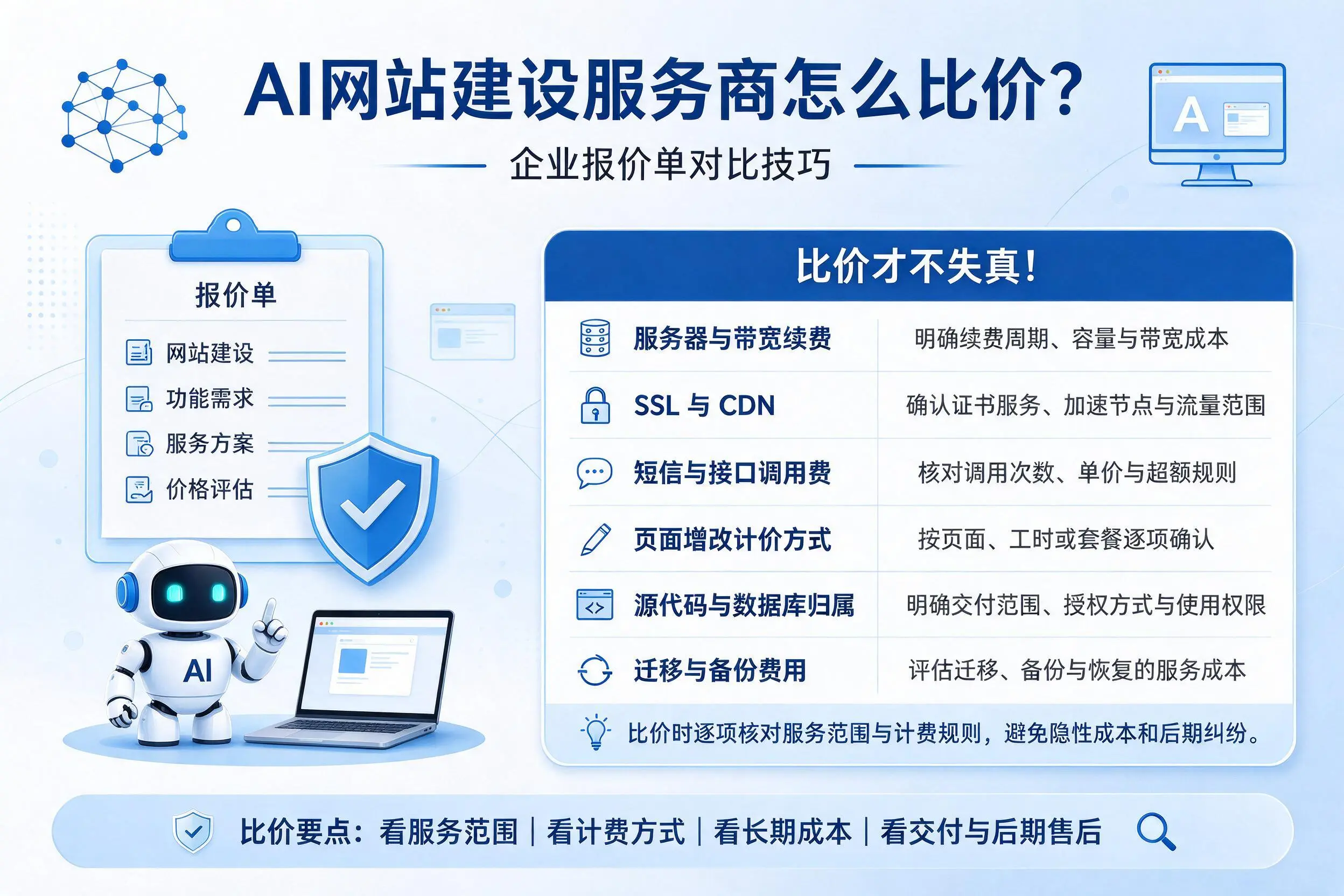 AI网站建设服务商怎么比价？惠州企业报价单对比技巧