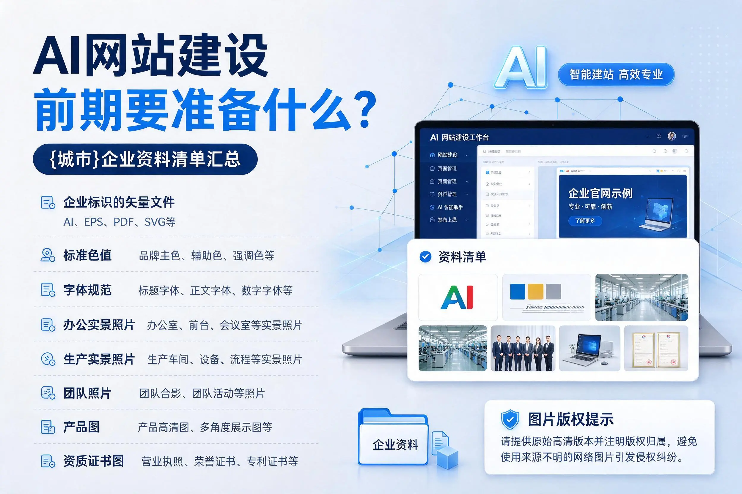 AI网站建设前期要准备什么？惠州企业资料清单汇总