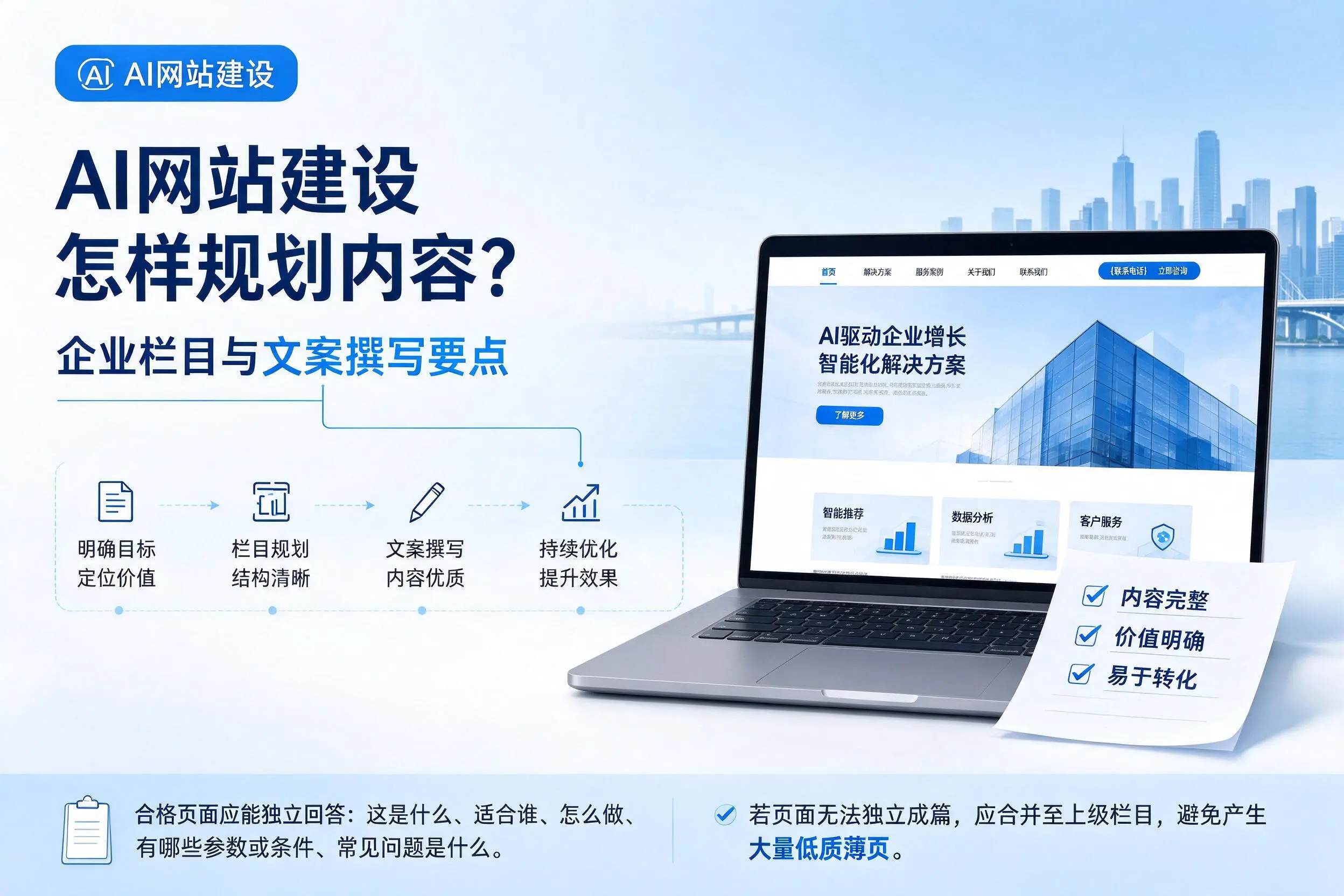 AI网站建设怎样规划内容?惠州企业栏目与文案撰写要点