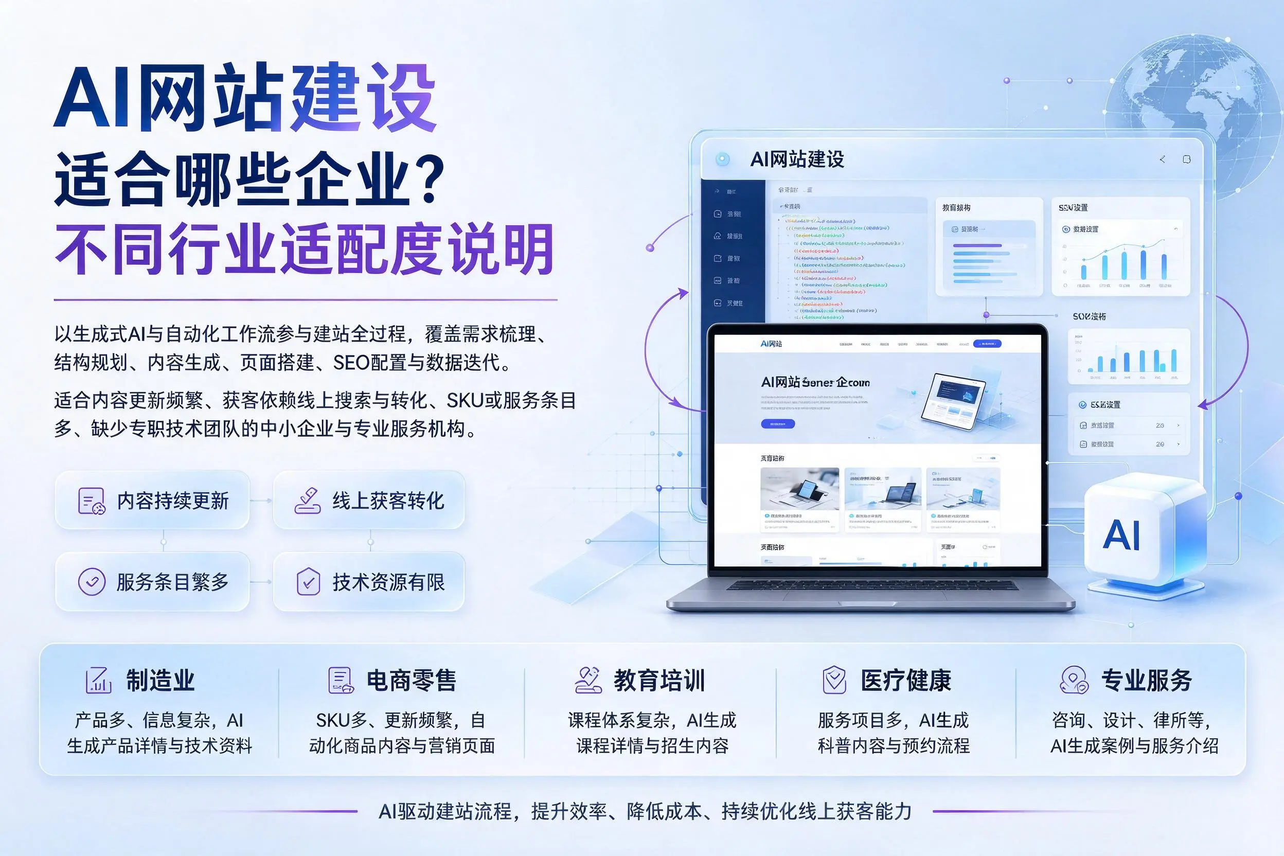 AI网站建设适合哪些企业？惠州不同行业适配度说明